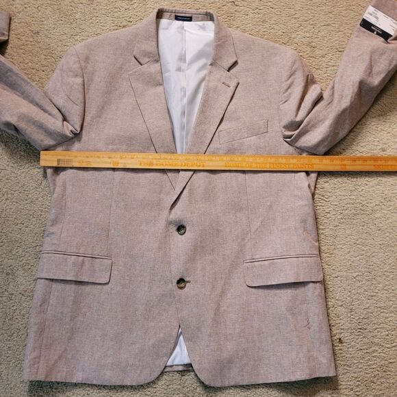 NWT Stafford Blazer Mens 48R Beige Linen Blend Classic Fit Sportscoat - Picture 5 of 15